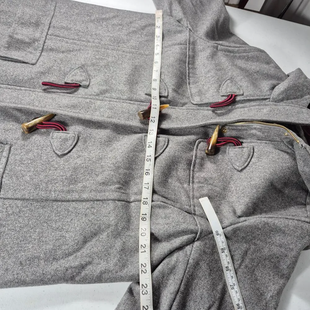 Tommy Hilfiger Gray Wool Toggle Duffle Hooded Coat Jacket Women's XL
